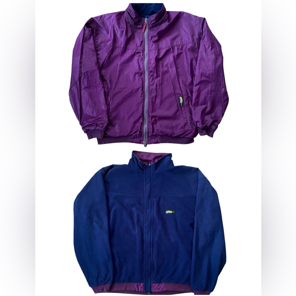 Vintage Chlorophylle Reversible Fleece Jacket Blue Purple Unisex Oversized XL